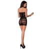 Minivestido halter de red Passion BS063 negro, modelo de espaldas
