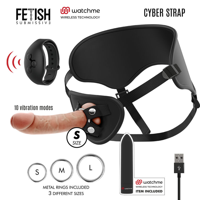 Cyber strap arnes con dildo y bala control remoto tecnologia watchme s