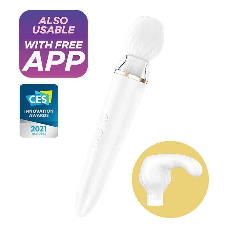 Satisfyer double wand-er app - blanco Satisfyer double wand-er app - blanco
