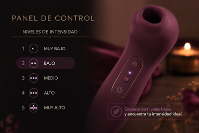 Panel de control de un succionador mostrando los niveles de intensidad bajos