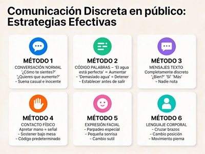 6 métodos con ejemplos: Conversación normal, Código palabras, Mensajes texto, Contacto físico, Expresión facial, Lenguaje corporal