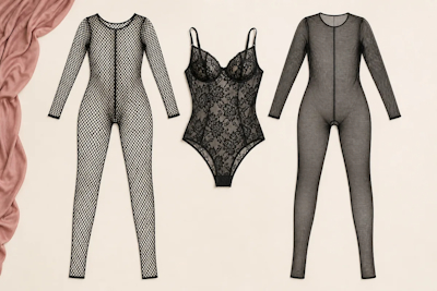 Diferencias entre un catsuit de red, un body de encaje y un bodystocking de malla fina