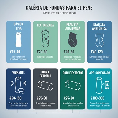 Galería mostrando diferentes tipos de fundas: básica, texturizada, realista, vibrante, doble extremo
