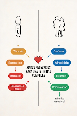 Infografía mostrando las dimensiones diferentes del placer físico y la conexión emocional