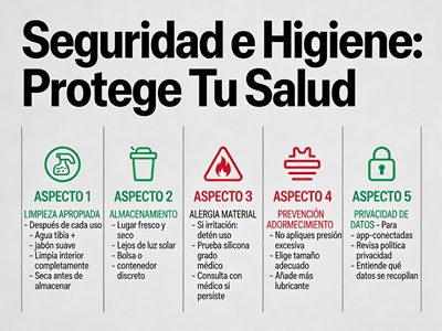 Limpieza apropiada, Almacenamiento, Alergia material, Prevención adormecimiento, Privacidad datos