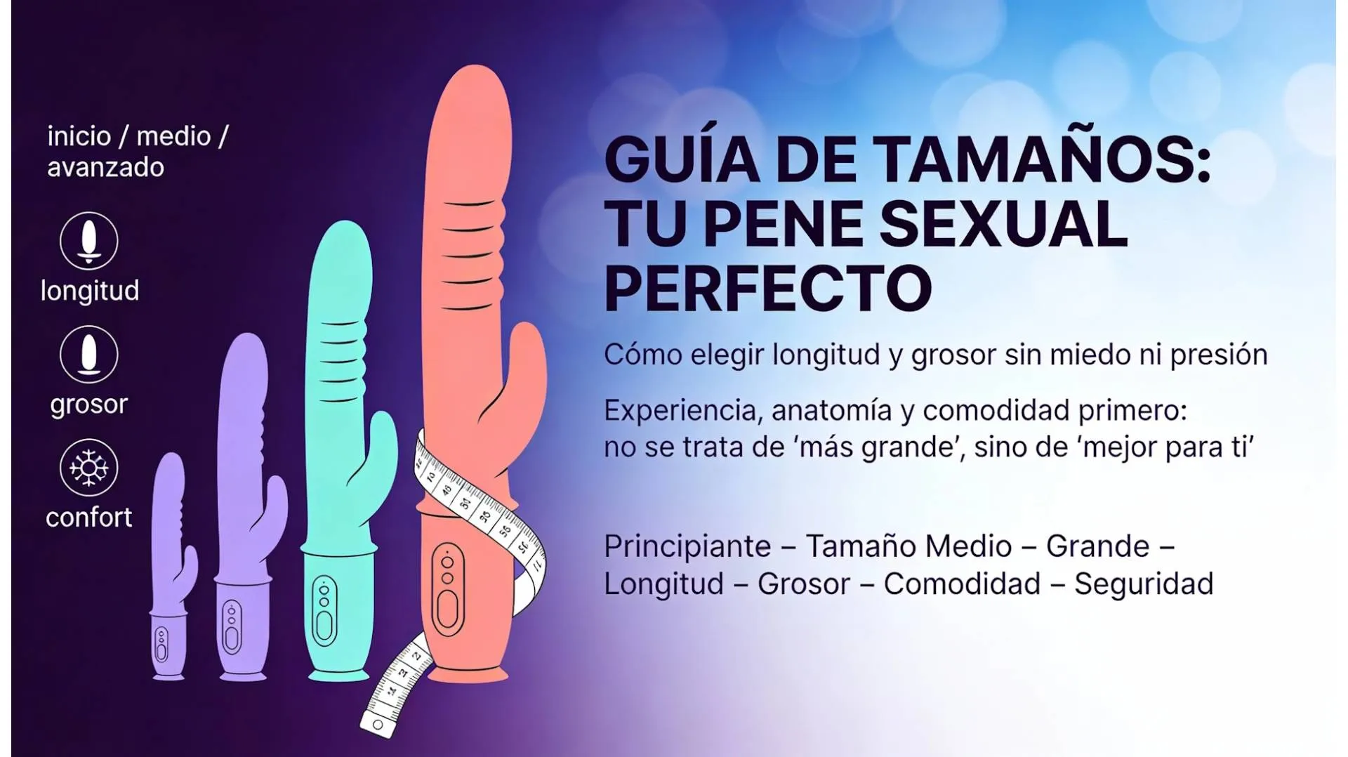 Guía de tamaños para elegir un dildo