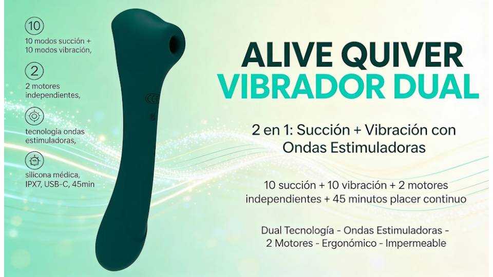 Alive Quiver: Review Completa del Vibrador Succionador Dual 2 en 1 con Ondas Estimuladoras Verde