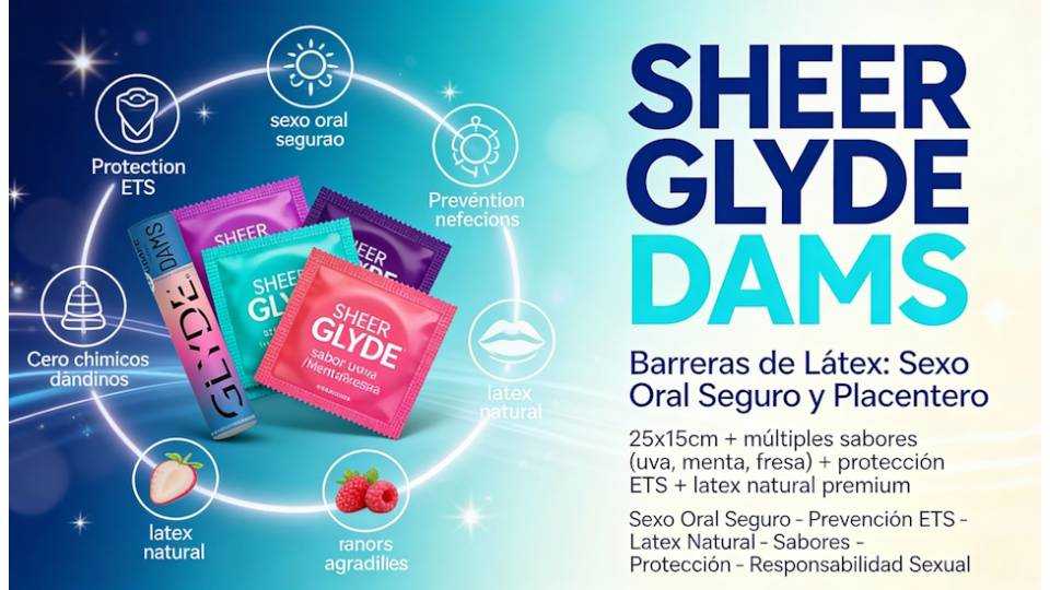 Sheer Glyde Dams: Barreras de Látex para Sexo Oral Seguro (Sabor Uva y Menta)
