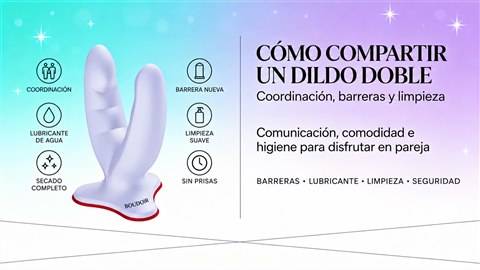 Cómo compartir un dildo doble: coordinación, barreras y limpieza Cómo compartir un dildo doble: coordinación, barreras y limpieza